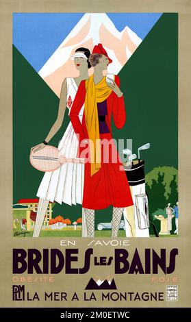 En Savoie. Brides les Bains von Léon Benigni (1892-1948). Poster wurde 1929 in Frankreich veröffentlicht. Stockfoto