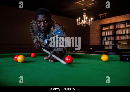 Frankreich, Bretagne, Coetquidan, Guer auf 2021-03-24. Bericht über die Ausbildung der Militärschule InterArms in Saint-Cyr Coetquidan in Morbihan. Das EM Stockfoto