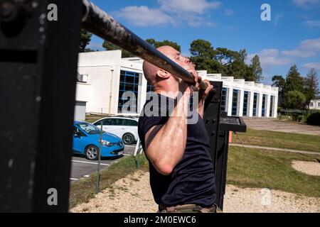 Frankreich, Bretagne, Coetquidan, Guer auf 2021-09-23. Bericht über die Ausbildung der Militärschule InterArms in Saint-Cyr Coetquidan in Morbihan. Das EM Stockfoto