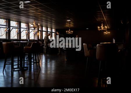 Frankreich, Bretagne, Coetquidan, Guer auf 2021-03-24. Bericht über die Ausbildung der Militärschule InterArms in Saint-Cyr Coetquidan in Morbihan. Das EM Stockfoto