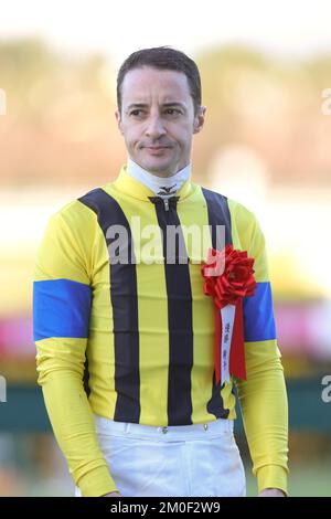 Hyogo, Japan. 3.. Dezember 2022. Jockey Christophe Lemaire gewann den Challenge Cup auf der Hanshin Rennbahn in Hyogo, Japan, am 3. Dezember 2022. Kredit: Eiichi Yamane/AFLO/Alamy Live News Stockfoto