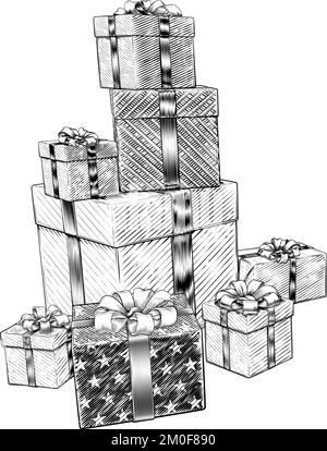Weihnachtsgeschenke Geburtstagsgeschenke Kartons Stapel Stock Vektor