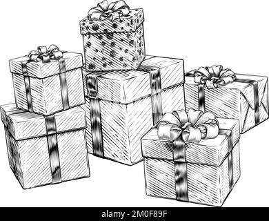 Weihnachtsgeschenke Geburtstagsgeschenke Kartons Stapel Stock Vektor
