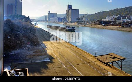 Hafen Neckar bei Stuttgart, Deutschland, Baden-Württemberg Stockfoto