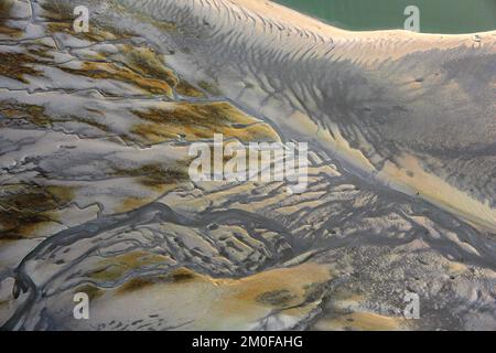 Land van Saeftinghe, Westerschelde, Aerial View, Belgien, Antwerpen, Land van Saeftinghe Stockfoto