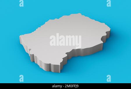 Eine 3D-Darstellung der Karte von Lesotho mit einem Stück grauer Textur auf blauem Hintergrund Stockfoto