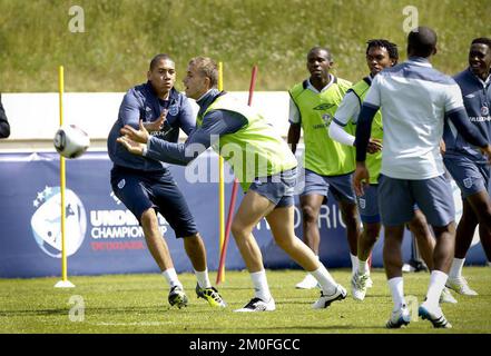 VON POLFOTO: 06/09/2011. Englands Fußballmannschaft unter 21 Jahren trainierte für die Europameisterschaft U21 in Fredericia, Dänemark. Hier sehen Sie Jordan Henderson, der kürzlich für 20 Â an Liverpool verkauft wurde. FOTOGRAF/ANDERS BROHUS Stockfoto