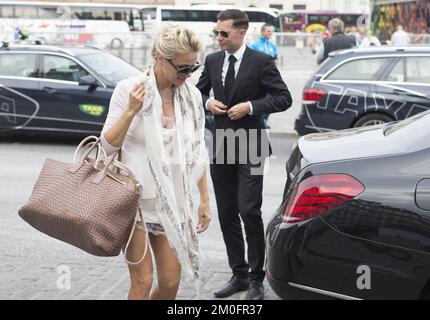 Pamela Anderson und ihr ehemaliger Ehemann Rick Salomon sind in Kopenhagen, Dänemark, unterwegs. Stockfoto