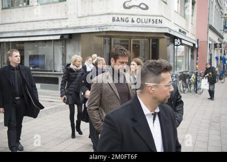 Der Schauspieler Gerard Butler, der in Kopenhagen zur Modewoche in Kopenhagen am 5.. Februar 2016 gesehen wurde. Stockfoto