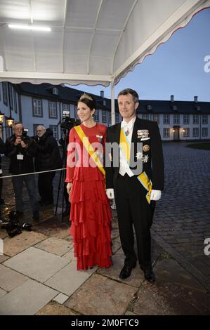 Staatliches Bankett im Fredensborg-Palast, begleitet von Kronprinz Frederik und Kronprinzessin Mary Stockfoto