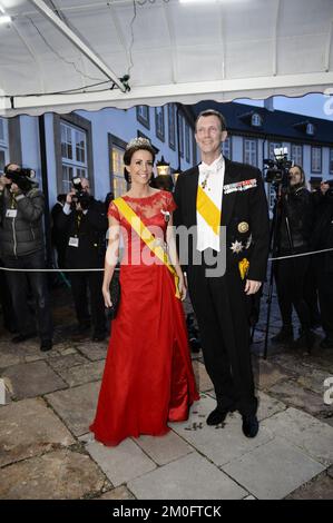 Staatliches Bankett im Fredensborg-Palast, begleitet von Kronprinz Frederik und Kronprinzessin Mary Stockfoto