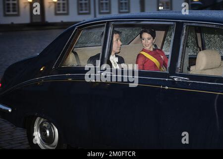 Staatliches Bankett im Fredensborg-Palast, begleitet von Kronprinz Frederik und Kronprinzessin Mary Stockfoto