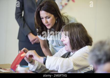 H.R.H. Crown Princess Mary nimmt am 50.. Jahrestag des Day Centre Strodammens Teil. Kopenhagen 14. September 2016 (STINE TIDSVILDE/POLFOTO) Stockfoto