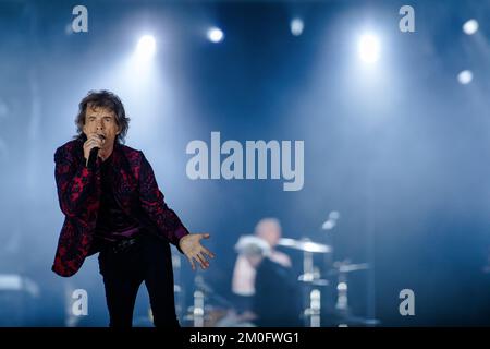 Die Rolling Stones treten am 3. Oktober im Telia Parken in Kopenhagen auf Stockfoto