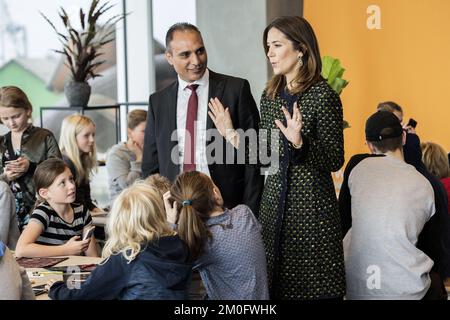 Crown Princess Mary eröffnet am 26. Oktober 2017 das internationale Literaturfestival Childrenâ€™- Hay Festival in Aarhus, Dänemark. ritzau, Casper Dalhoff. Stockfoto