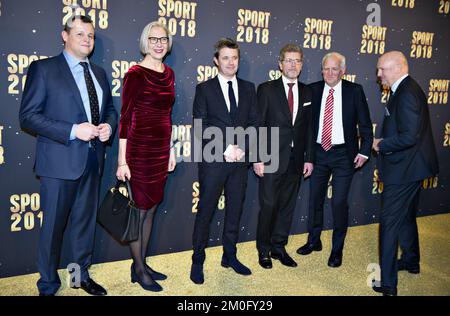 Am 5. 2019. Januar fand in BOXEN in Herning die Zeremonie des Danish Sports Award 2018 statt. Zu den Preisen gehörte die Person des Jahres des Sports, die von HRH Kronprinz Frederik verliehen wurde. Die Auszeichnung ging an die Tennisstar Caroline Wozniacki, die aufgrund der Vorbereitung auf ihre Titelverteidigung bei den Australian Open nicht teilnehmen konnte. Stockfoto