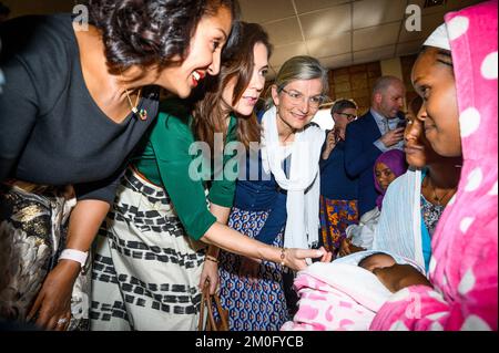 Am 26. 2019. März reiste die Kronprinzessin Mary und Entwicklungsministerin Ulla Tørnes zu einem zweitägigen Besuch nach Äthiopien, um die Gleichstellung und die Gleichstellung der Geschlechter im Land zu fördern. Den ersten Tag, den sie in der Hauptstadt Addis Abeba verbrachten, wo sie das Dr. Senait Fisseha Center for Fertility and Reproductive Medicine mit dem äthiopischen Präsidenten Sahle-Work Zewde besuchten und an einer Veranstaltung zur Frauenausstellung für Unternehmerinnen teilnahmen, Das äthiopische Föderationshaus und ein Abendessen auf Einladung des dänischen Botschafters Karin Poulsen. Stockfoto