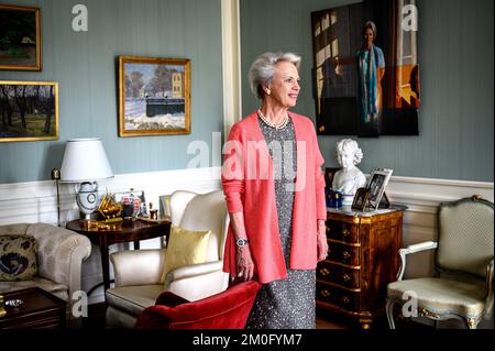 Prinzessin Benedikte feiert am 29. 2019. April ihren 75.. Geburtstag. Für den Anlass wurden neue Porträts von ihr in ihrer Wohnung im Schloss Amalienborg aufgenommen. Fotografiert am 24.. April Stockfoto