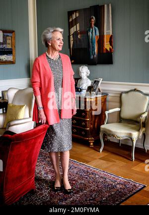 Prinzessin Benedikte feiert am 29. 2019. April ihren 75.. Geburtstag. Für den Anlass wurden neue Porträts von ihr in ihrer Wohnung im Schloss Amalienborg aufgenommen. Fotografiert am 24.. April Stockfoto