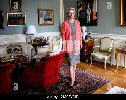 Prinzessin Benedikte feiert am 29. 2019. April ihren 75.. Geburtstag. Für den Anlass wurden neue Porträts von ihr in ihrer Wohnung im Schloss Amalienborg aufgenommen. Fotografiert am 24.. April Stockfoto