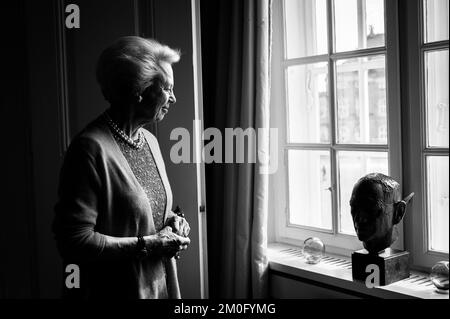 Prinzessin Benedikte feiert am 29. 2019. April ihren 75.. Geburtstag. Für den Anlass wurden neue Porträts von ihr in ihrer Wohnung im Schloss Amalienborg aufgenommen. Fotografiert am 24.. April Stockfoto