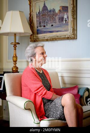 Prinzessin Benedikte feiert am 29. 2019. April ihren 75.. Geburtstag. Für den Anlass wurden neue Porträts von ihr in ihrer Wohnung im Schloss Amalienborg aufgenommen. Fotografiert am 24.. April Stockfoto