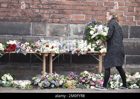 Am 4. 2019. Mai. Trauerfeier für die drei Kinder des CEO der Bekleidungsmarke Bestseller, anders Holch Povlsen und Frau Anne, die Opfer des Terroranschlags von Sri Lanka am 21.. April waren. Die Trauerfeier fand in der Aarhus-Kathedrale statt. Unter den Teilnehmern waren TRH Kronprinz Frederik, Kronprinzessin Mary, ihre vier Kinder Prinz Christian, Prinzessin Isabella, Prinz Vincent und Prinzessin Josephine, Premierminister Lars Løkke Rasmussen, Schauspieler Nikolaj Lie Kaas und mehrere andere kulturelle und politische Persönlichkeiten. Stockfoto