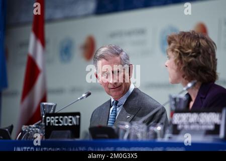 Prinz Charles auf der Klimakonferenz der Vereinten Nationen in Kopenhagen Stockfoto