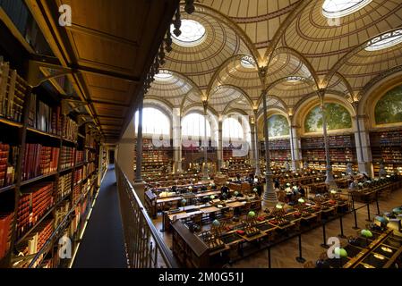 Frankreich. Paris (75) 2.. Arrondissement. Nationalbibliothek Frankreichs (BNF). Richelieu-Website. Labrouste Zimmer (Räume renoviert von Virginie Bregal an Stockfoto