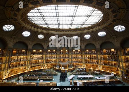 Frankreich. Paris (75) 2.. Arrondissement. Nationalbibliothek Frankreichs (BNF). Der ovale Raum der Richelieu-Bibliothek Stockfoto