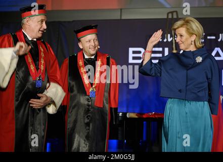 Tokio, Japan, 06/12/2022, Prinzessin Astrid von Belgien, Foto anlässlich der Eröffnung des belgischen Bierwochenendes 2022, in Tokio anlässlich der belgischen Wirtschaftsmission in Japan, Dienstag, 06. Dezember 2022. Eine Delegation der Prinzessin und verschiedener Minister wird Tokio, Nagoya, Osaka und Kyoto besuchen. BELGA FOTO ERIC LALMAND Stockfoto