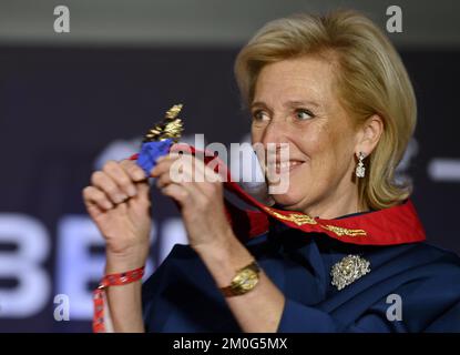 Tokio, Japan, 06/12/2022, Prinzessin Astrid von Belgien, Foto anlässlich der Eröffnung des belgischen Bierwochenendes 2022, in Tokio anlässlich der belgischen Wirtschaftsmission in Japan, Dienstag, 06. Dezember 2022. Eine Delegation der Prinzessin und verschiedener Minister wird Tokio, Nagoya, Osaka und Kyoto besuchen. BELGA FOTO ERIC LALMAND Stockfoto