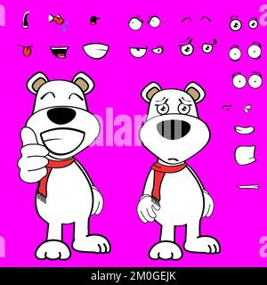 Kawaii-Ausdrücke von fröhlichen Eisbären im Vektorformat Stock Vektor