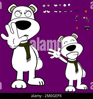 Kawaii-Ausdrücke im Vektorformat für den mürrischen, stehenden Eisbären-Zeichentrickfilm Stock Vektor