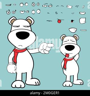 Kawaii-Ausdrücke im Vektorformat für mürrische Eisbären-Zeichentrickfiguren Stock Vektor