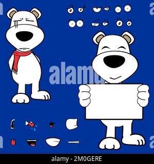 Süße Kawaii-Ausdrücke aus dem Zeichentrickfilm mit Eisbären im Vektorformat Stock Vektor