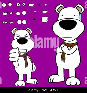 Kawaii-Ausdrücke im Vektorformat für den mürrischen, stehenden Eisbären-Zeichentrickfilm Stock Vektor