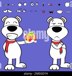 Kawaii-Ausdrücke des zornigen stehenden Eisbären-Zeichentrickzeichens im Vektorformat Stock Vektor