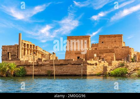 Philae Tempel auf Agilkia Island, Nilblick, Assuan, Ägypten Stockfoto