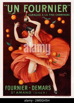 UN Fournier Curacao à la fine Champagne, Fournier-Demars von Leonetto Cappiello (1875-1942). Poster wurde 1921 in Frankreich veröffentlicht. Stockfoto