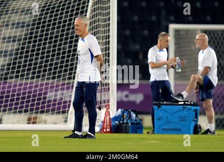 Französischer Manager Didier Deschamps während eines Trainings im Al Sadd Sports Club in Doha, Katar. Foto: Dienstag, 6. Dezember 2022. Stockfoto