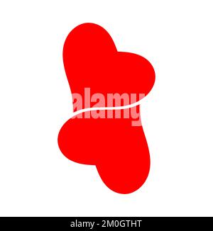 Symbol für zwei rote Herzen. Zwei rote Vektorsymbole. Rote Herzen. Stock Vektor