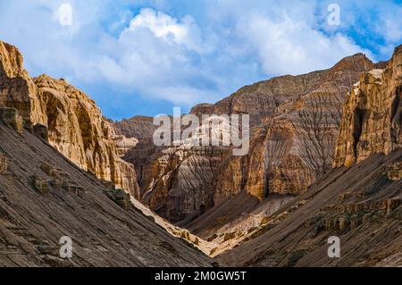 Trockener Canyon im Königreich Guge, Westtibet, Asien Stockfoto