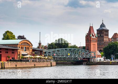 Skyline des UNESCO-Weltkulturerbes Lübeck, Deutschland, Europa Stockfoto