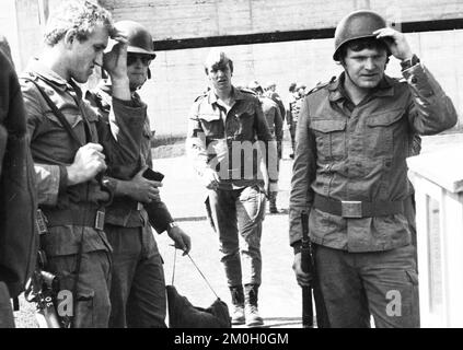 Der Alltag der Rekruten der Bundeswehr in einer Kaserne am 26.05.1976 in Hemer, Deutschland, Europa Stockfoto