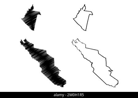 Torreon Municipality (Free and Sovereign State of Coahuila de Zaragoza, Mexico, United Mexican States) Kartenvektordarstellung, Scribble Sketch Torreó Stock Vektor