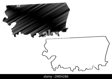 Tecate Gemeinde (Free and Sovereign State of Baja California, Mexico, United Mexican States) Karte Vektorgrafik, Scribble Skizze Tecate Karte Stock Vektor