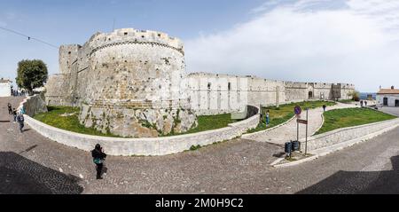 Italien, Apulien, Monte Sant Angelo, das Schloss Castello Normanno Stockfoto