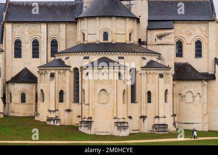 Frankreich, Maine-et-Loire (49), Fontevraud-l'Abbaye, Loire-Tal, UNESCO-Weltkulturerbe, die königliche Abtei aus dem 12.. Bis 18.. Jahrhundert, Apse der Abteikirche aus dem 12.. Jahrhundert Stockfoto