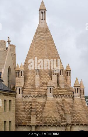 Frankreich, Maine-et-Loire (49), Fontevraud-l'Abbaye, Loire-Tal, das von der UNESCO zum Weltkulturerbe erklärt wurde, die königliche Abtei des 12..-18.. Jahrhunderts, die romanischen Küchen Stockfoto